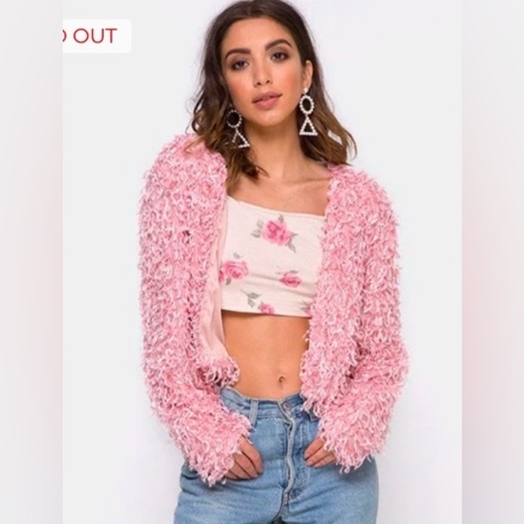 NWT Sugar Pink Gasta Shaggy Knit Cardigan by Motel Rocks Sz XS - Picture 1 of 12